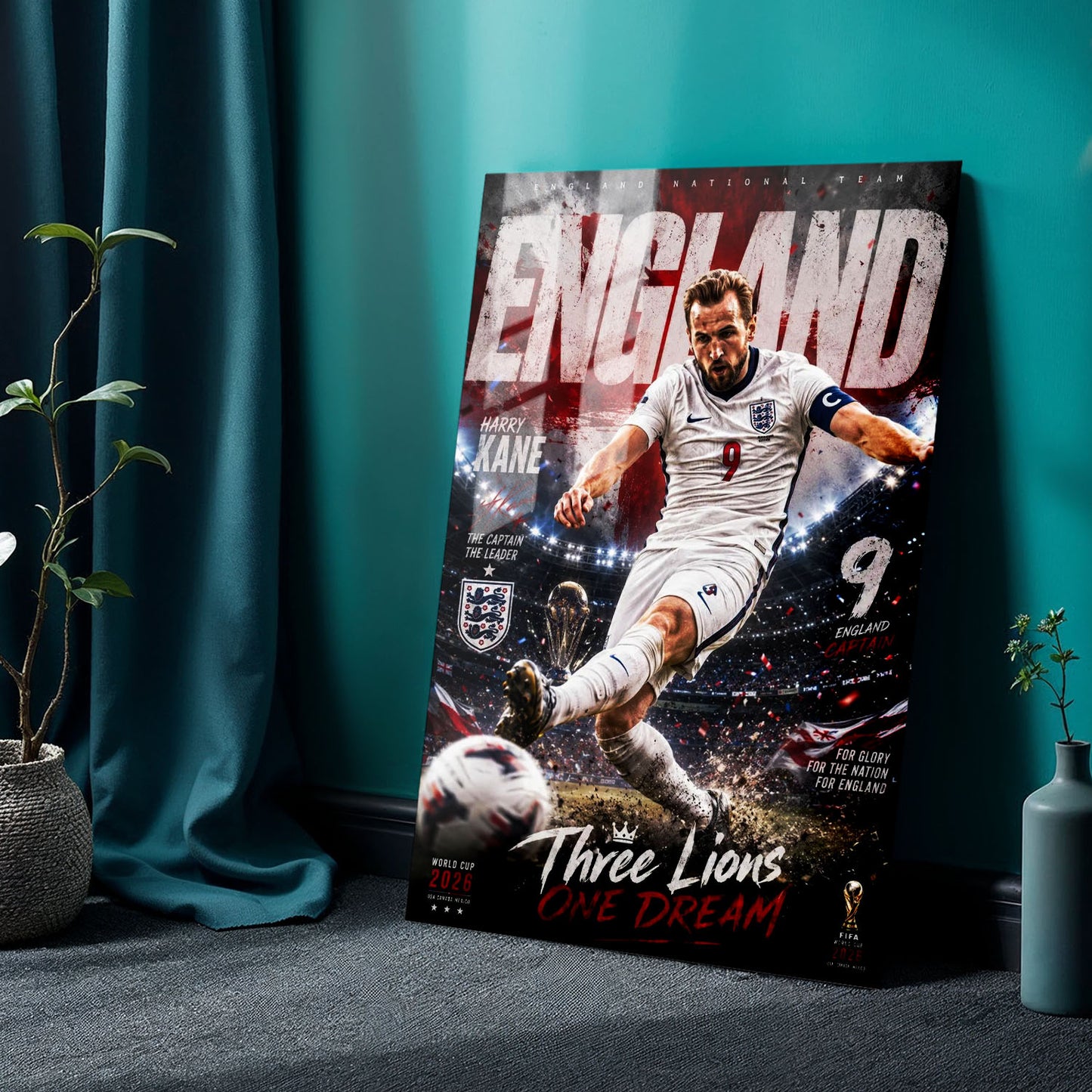 Flex Designs Metal Poster Harry Kane England 2026 24 x 36" Home Goods - Sports  Metal Poster