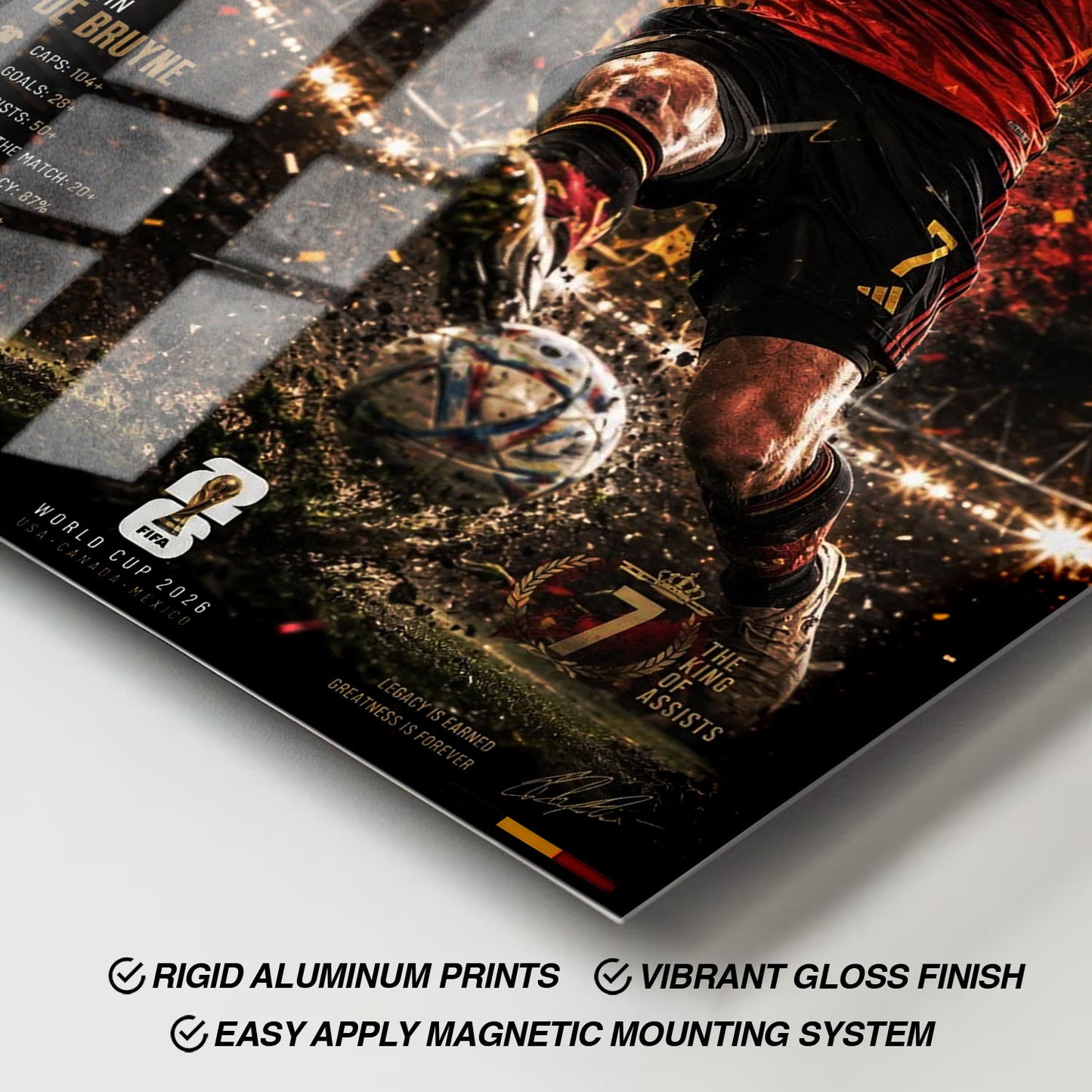 Flex Designs Metal Poster Kevin De Bruyne Belgium 2026 11 x 17" Home Goods - Sports  Metal Poster