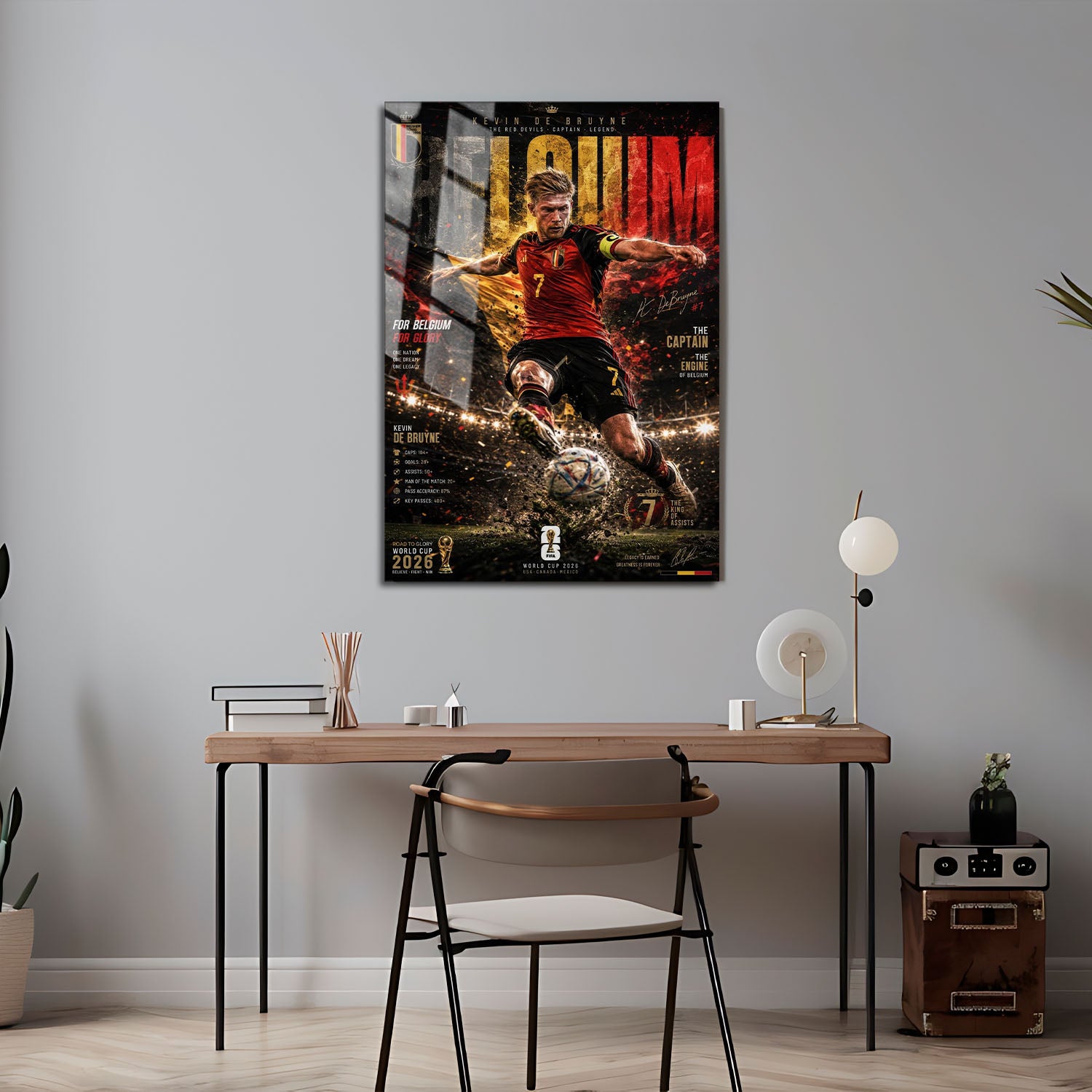 Flex Designs Metal Poster Kevin De Bruyne Belgium 2026 5 x 7" Home Goods - Sports  Metal Poster