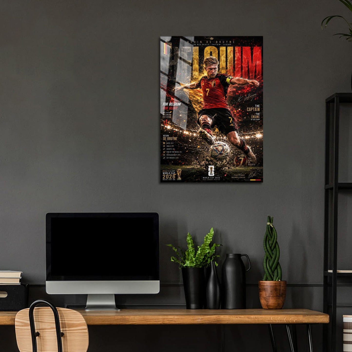 Flex Designs Metal Poster Kevin De Bruyne Belgium 2026 24 x 36" Home Goods - Sports  Metal Poster