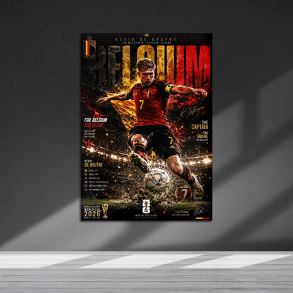 Flex Designs Metal Poster Kevin De Bruyne Belgium 2026 5 x 7" Home Goods - Sports  Metal Poster