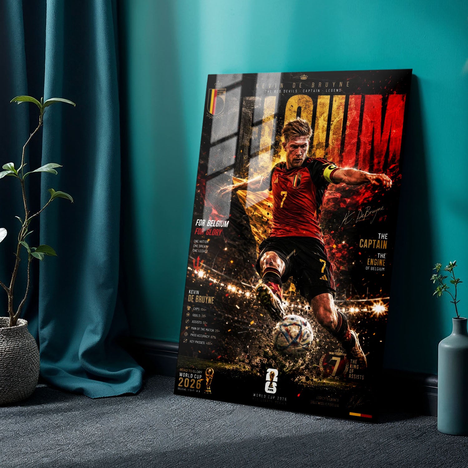 Flex Designs Metal Poster Kevin De Bruyne Belgium 2026 24 x 36" Home Goods - Sports  Metal Poster