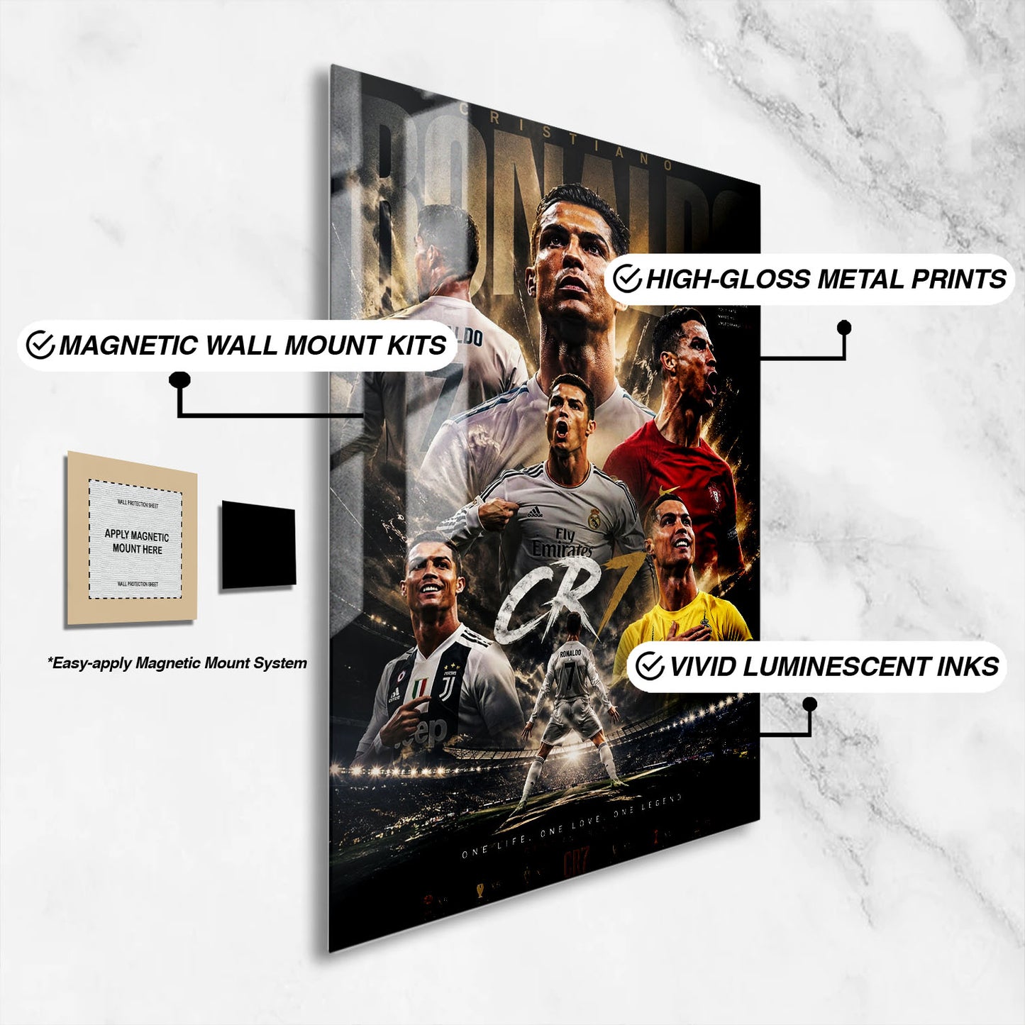 Flex Designs Metal Poster Cristiano Ronaldo Career 16 x 24" Home Goods - Sports  Metal Poster