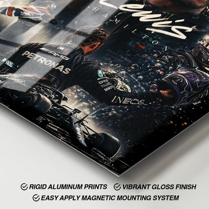 Flex Designs Metal Poster Lewis Hamilton Mercedes Portrait 11 x 17" Home Goods - Sports  Metal Poster