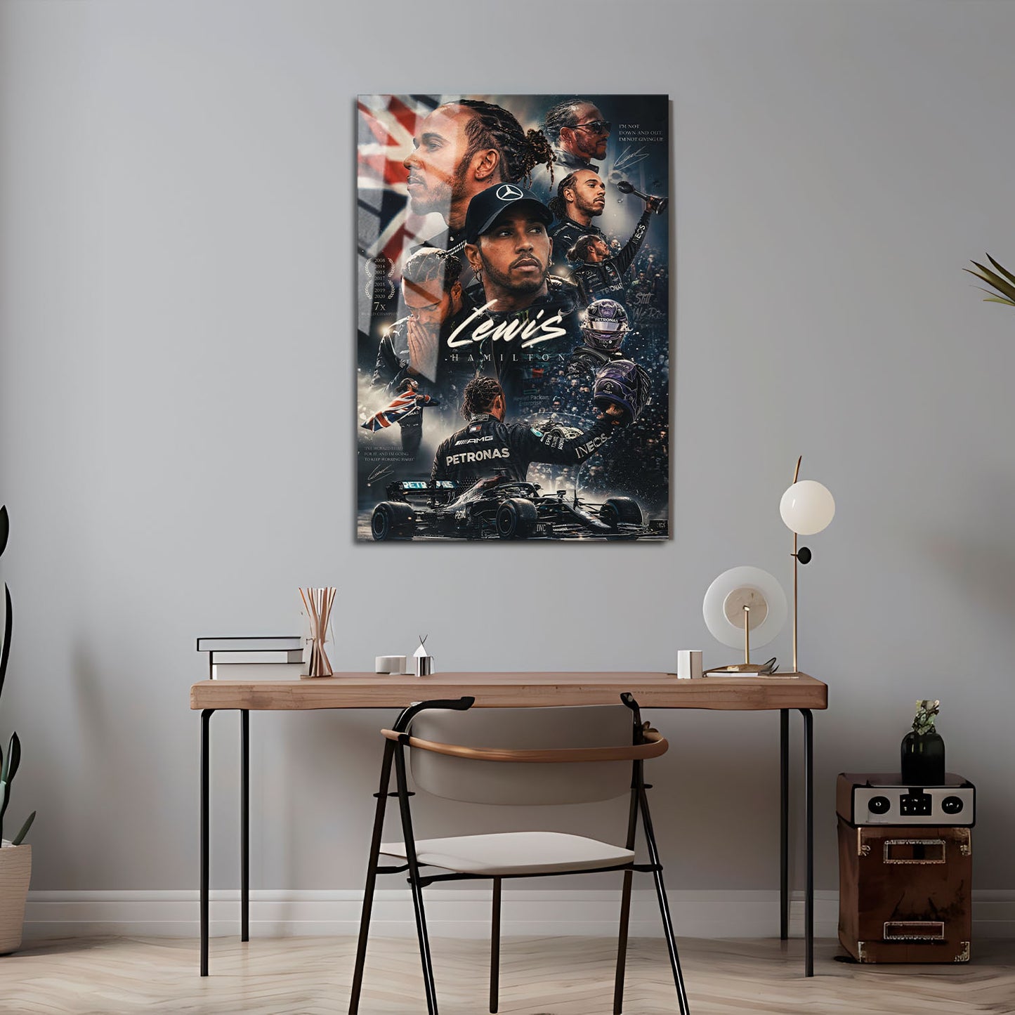 Flex Designs Metal Poster Lewis Hamilton Mercedes Portrait 5 x 7" Home Goods - Sports  Metal Poster