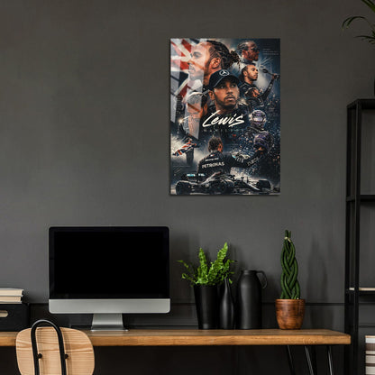Flex Designs Metal Poster Lewis Hamilton Mercedes Portrait 24 x 36" Home Goods - Sports  Metal Poster