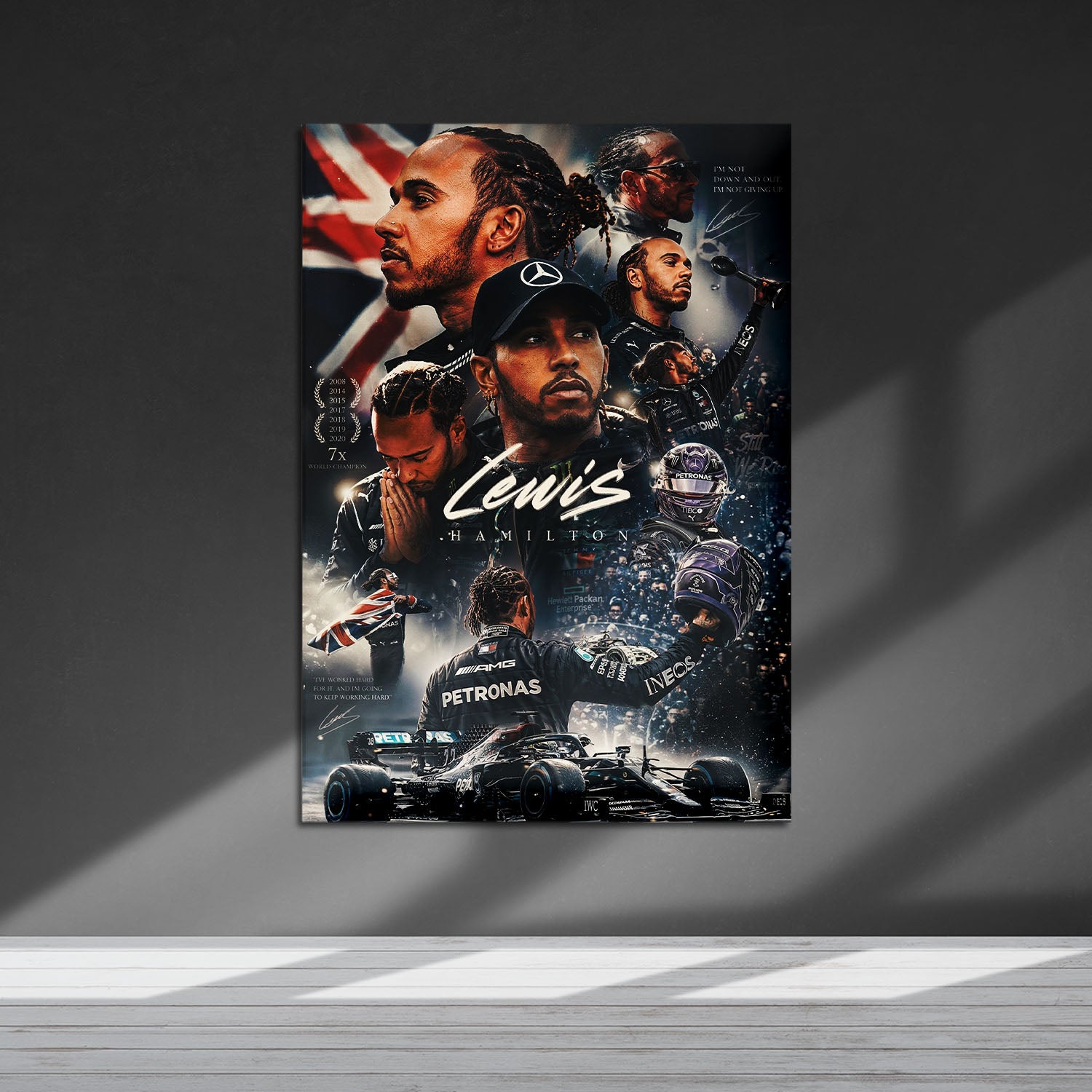 Flex Designs Metal Poster Lewis Hamilton Mercedes Portrait 5 x 7" Home Goods - Sports  Metal Poster