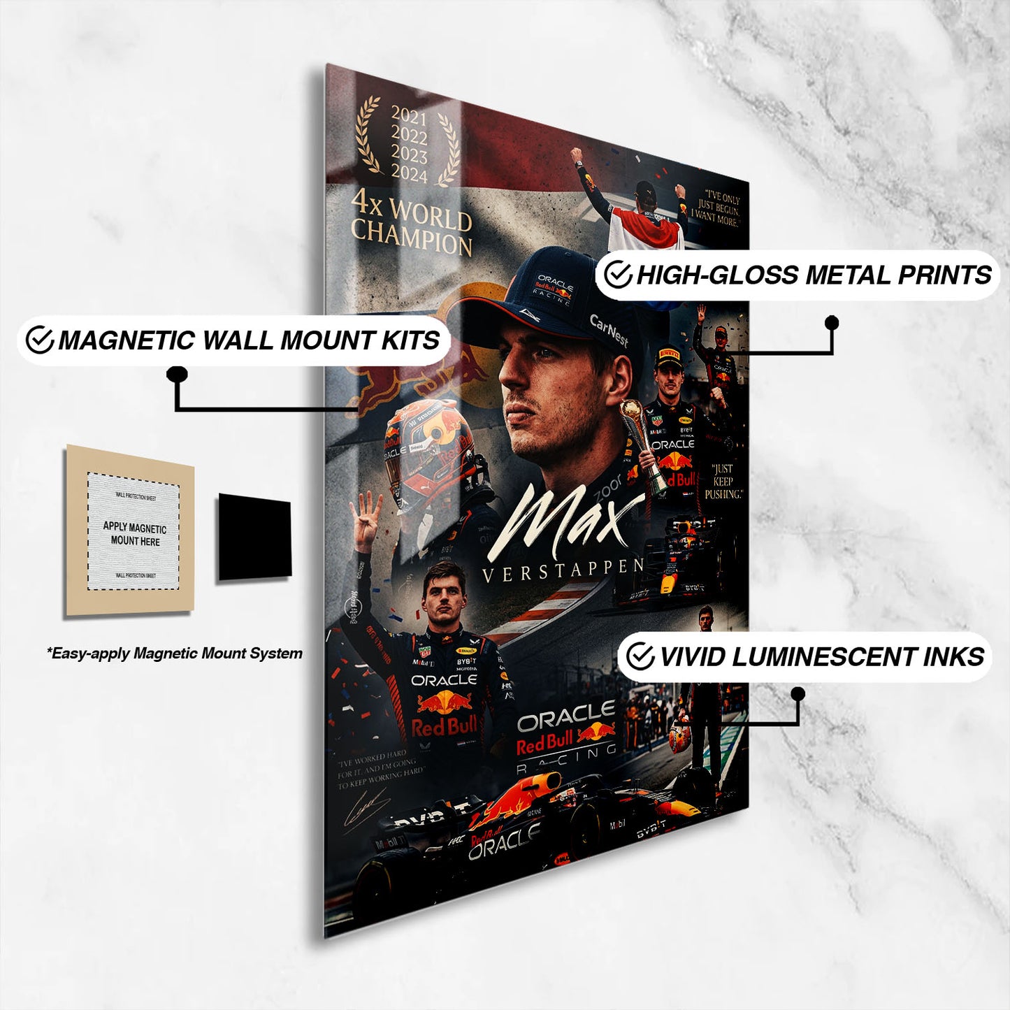 Flex Designs Metal Poster Max Verstappen Red Bull Portrait 16 x 24" Home Goods - Sports  Metal Poster