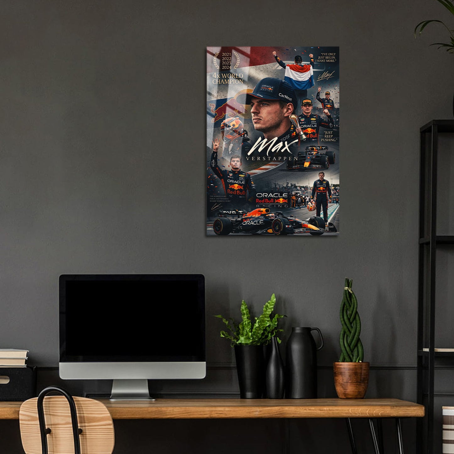 Flex Designs Metal Poster Max Verstappen Red Bull Portrait 24 x 36" Home Goods - Sports  Metal Poster