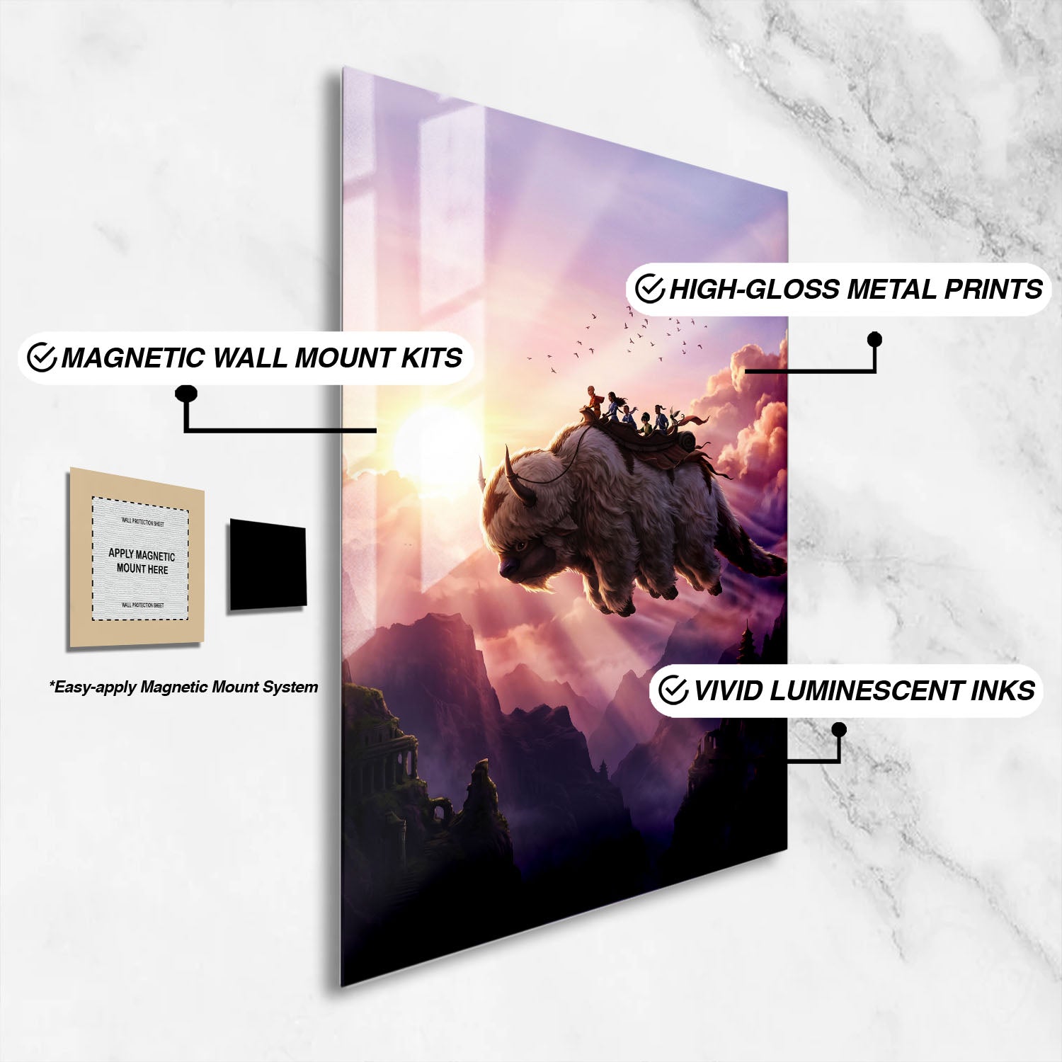 Flex Designs Metal Poster Avatar the Last Airbender Flying Appa 16 x 24" Home Goods - TV Show 2005 TV Show Metal Poster
