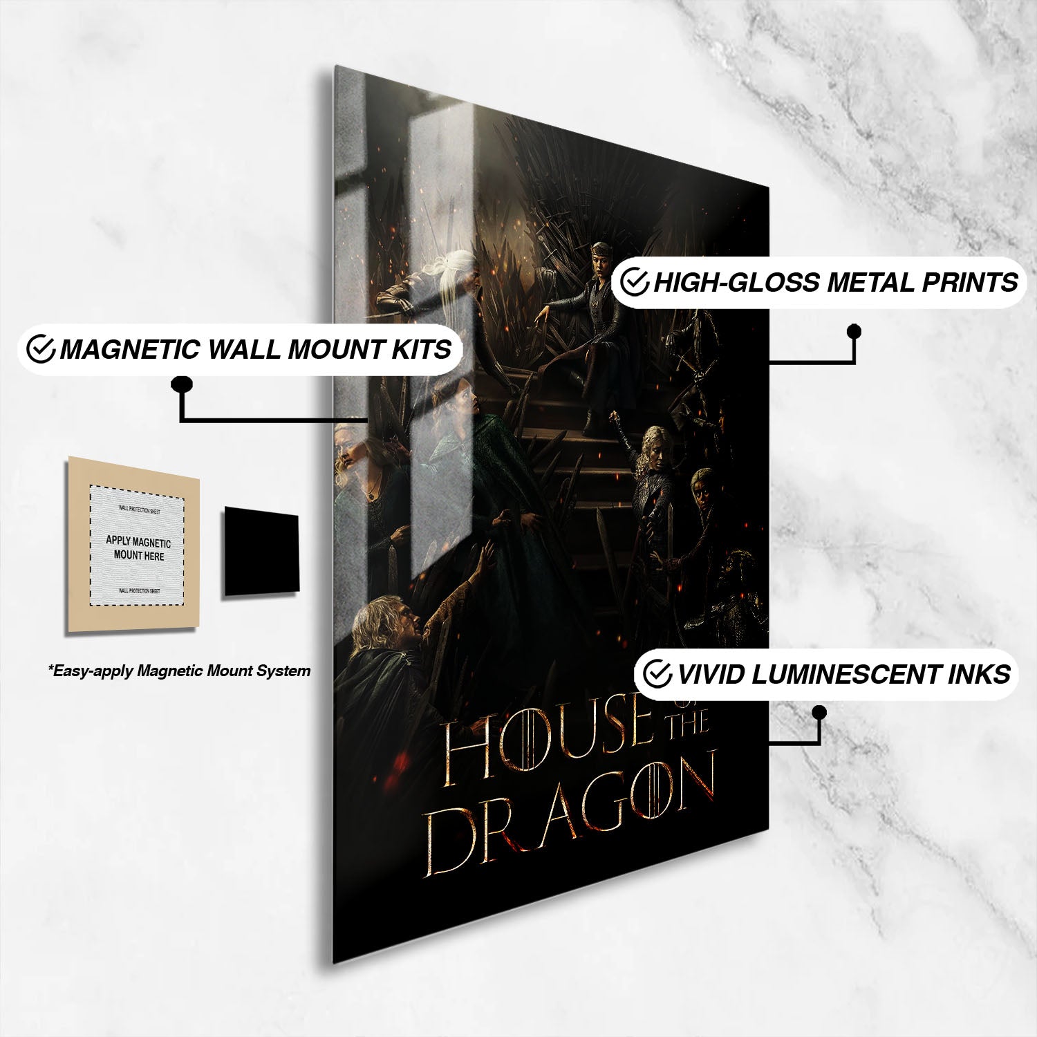 Flex Designs Metal Poster House of the Dragon Theatrical 16 x 24" Home Goods - TV Show 2022 TV Show Metal Poster