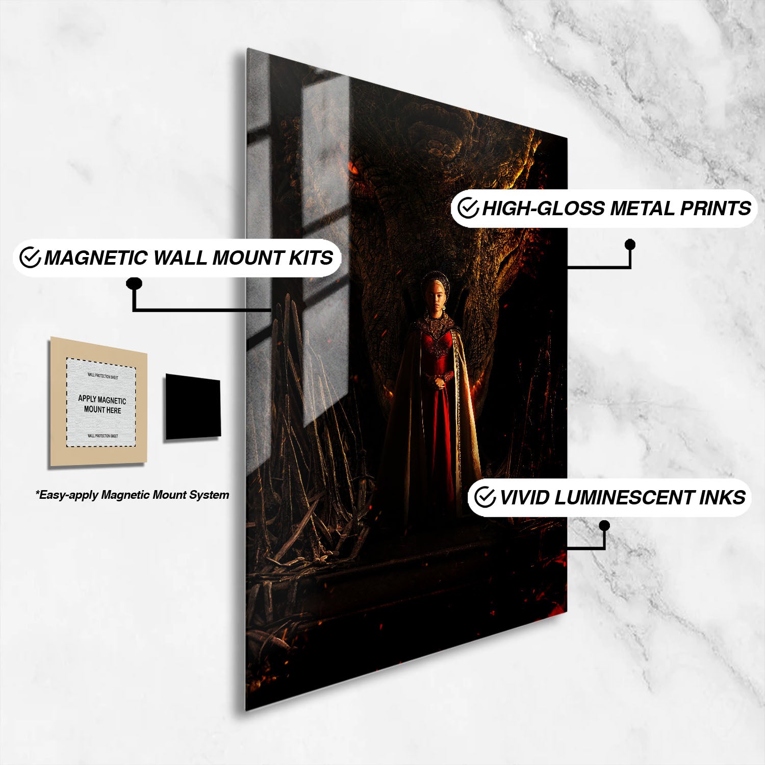 Flex Designs Metal Poster House of the Dragon Textless 16 x 24" Home Goods - TV Show 2022 TV Show Metal Poster