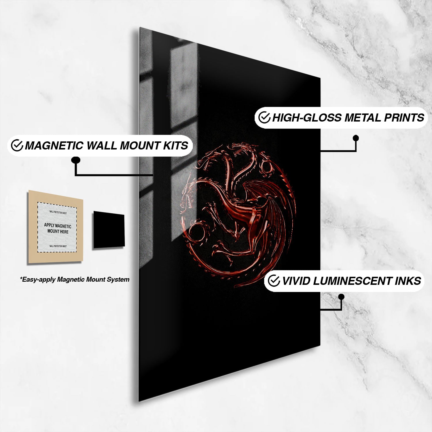 Flex Designs Metal Poster House of the Dragon Targaryen Sigil 16 x 24" Home Goods - TV Show 2022 TV Show Metal Poster
