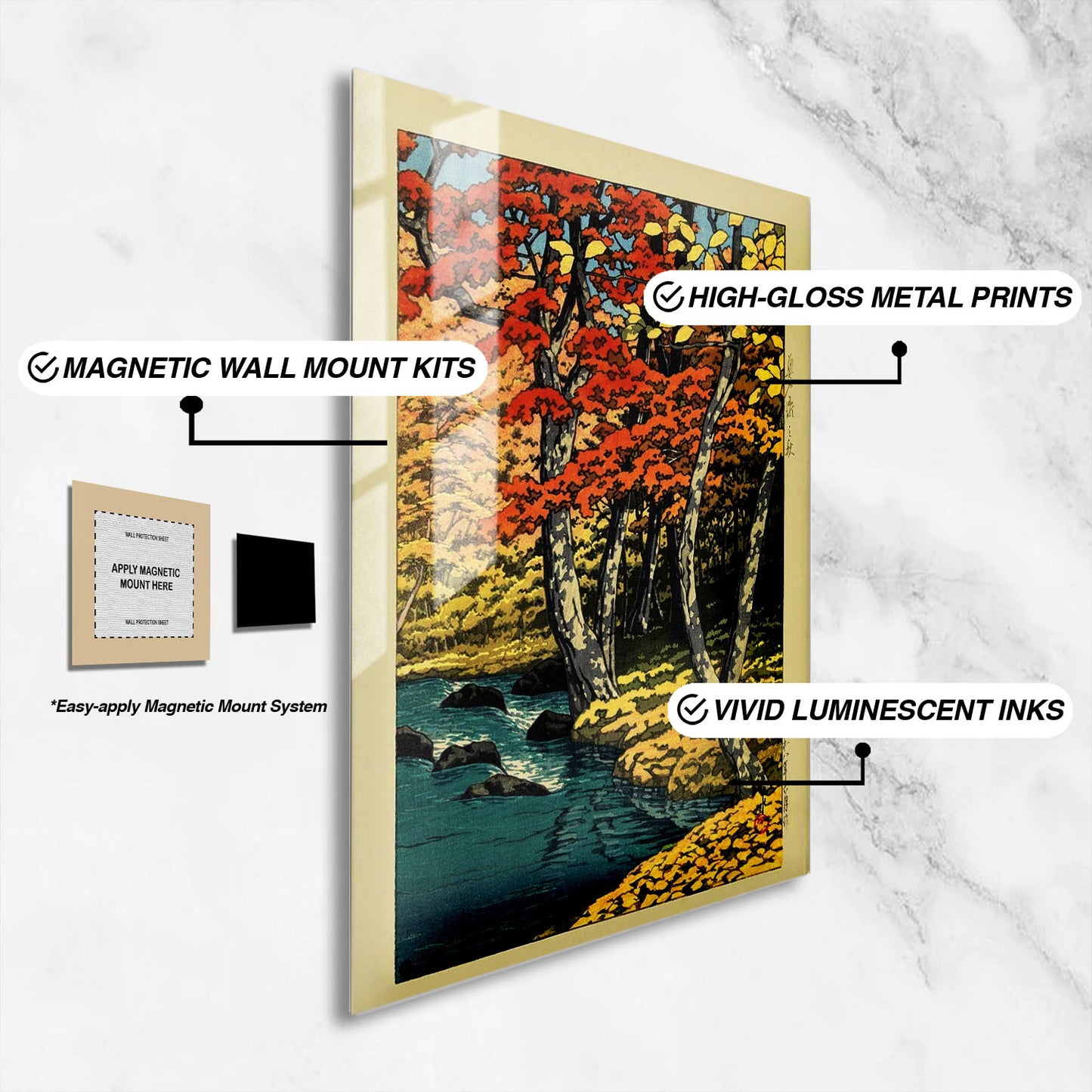Flex Designs Metal Poster Autumn In Oirase by Kawase Hasui 16 x 24" Home Goods - Artist Artwork  Metal Poster