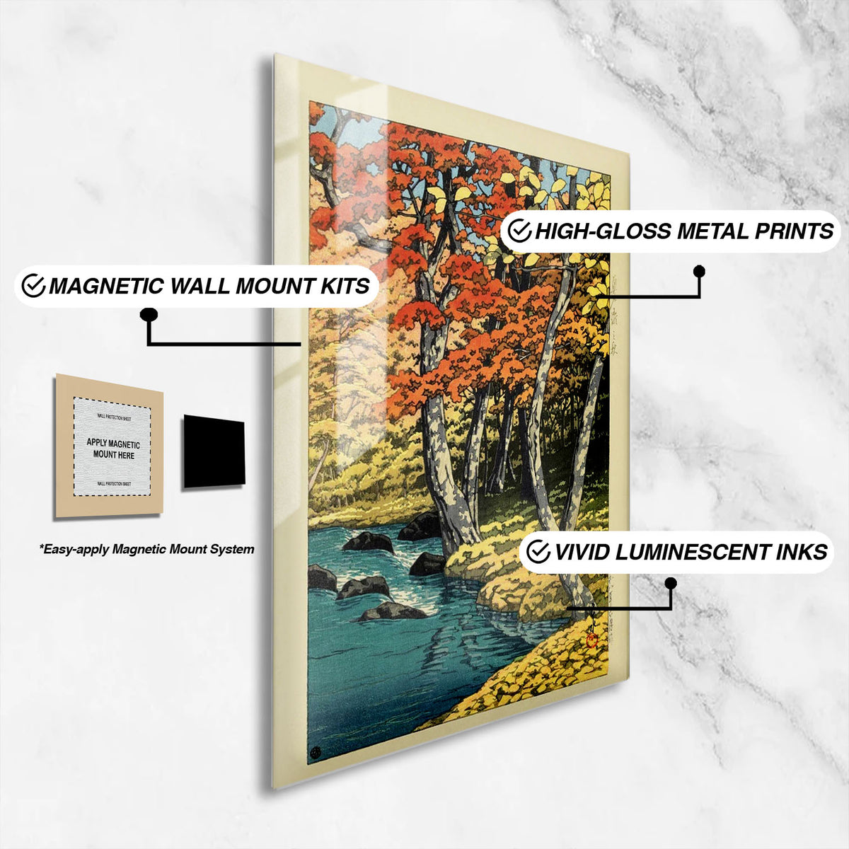 Flex Designs Metal Poster Autumn In Oirase by Kawase Hasui 16 x 24" Home Goods - Artist Artwork  Metal Poster