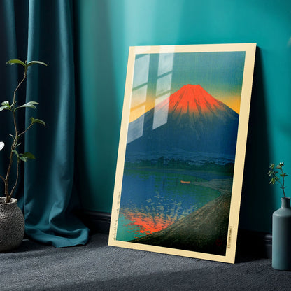Flex Designs Metal Poster Lake Yamanaka and Mt Fuji by Kawase Hasui 24 x 36" Home Goods - Artist Artwork  Metal Poster