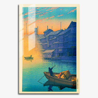 Flex Designs Metal Poster Morning At Dotonbori In Osaka by Kawase Hasui 11 x 17" Home Goods - Artist Artwork  Metal Poster