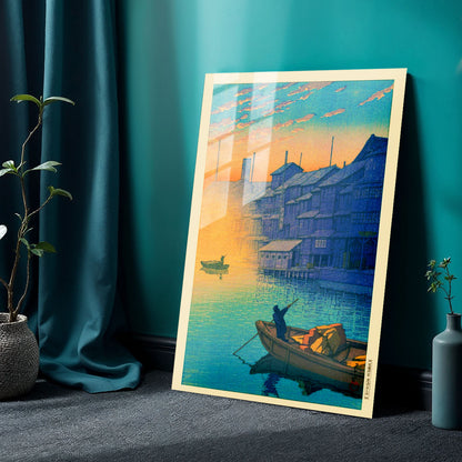 Flex Designs Metal Poster Morning At Dotonbori In Osaka by Kawase Hasui 24 x 36" Home Goods - Artist Artwork  Metal Poster