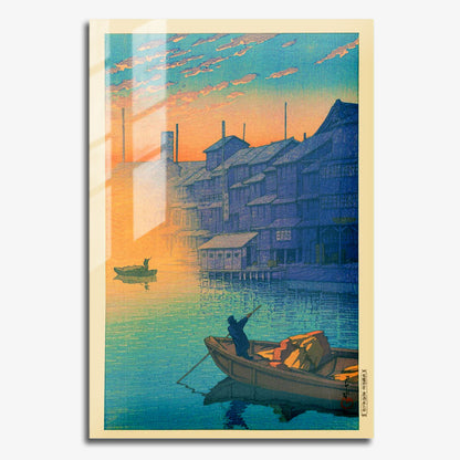 Flex Designs Metal Poster Morning At Dotonbori In Osaka by Kawase Hasui 11 x 17" Home Goods - Artist Artwork  Metal Poster