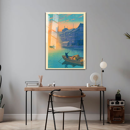 Flex Designs Metal Poster Morning At Dotonbori In Osaka by Kawase Hasui 5 x 7" Home Goods - Artist Artwork  Metal Poster