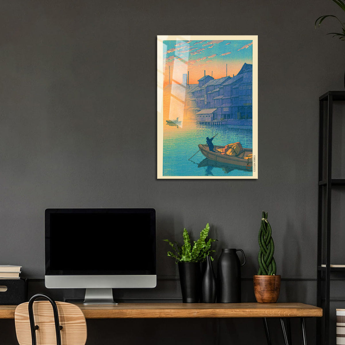 Flex Designs Metal Poster Morning At Dotonbori In Osaka by Kawase Hasui 24 x 36" Home Goods - Artist Artwork  Metal Poster