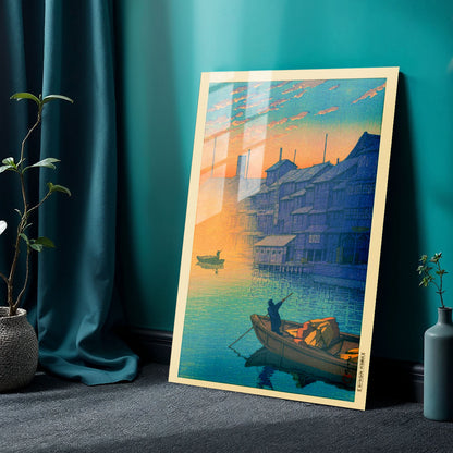 Flex Designs Metal Poster Morning At Dotonbori In Osaka by Kawase Hasui 24 x 36" Home Goods - Artist Artwork  Metal Poster
