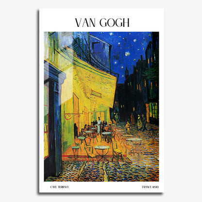 Flex Designs Metal Poster Cafe Terrace by Vincent Van Gogh 11 x 17" Home Goods - Artist Artwork  Metal Poster