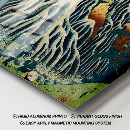 Flex Designs Metal Poster Pilgrims at Kirifuri Waterfall by Katsushika Hokusai 11 x 17" Home Goods - Artist Artwork  Metal Poster