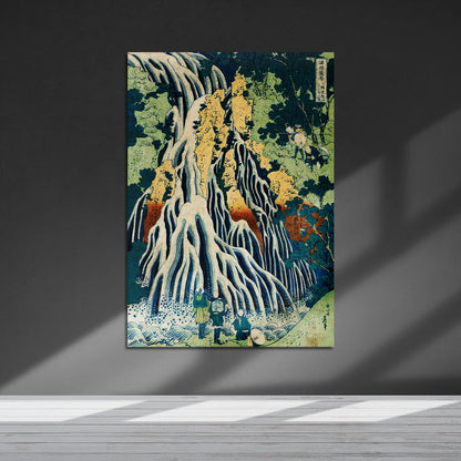 Flex Designs Metal Poster Pilgrims at Kirifuri Waterfall by Katsushika Hokusai 5 x 7" Home Goods - Artist Artwork  Metal Poster