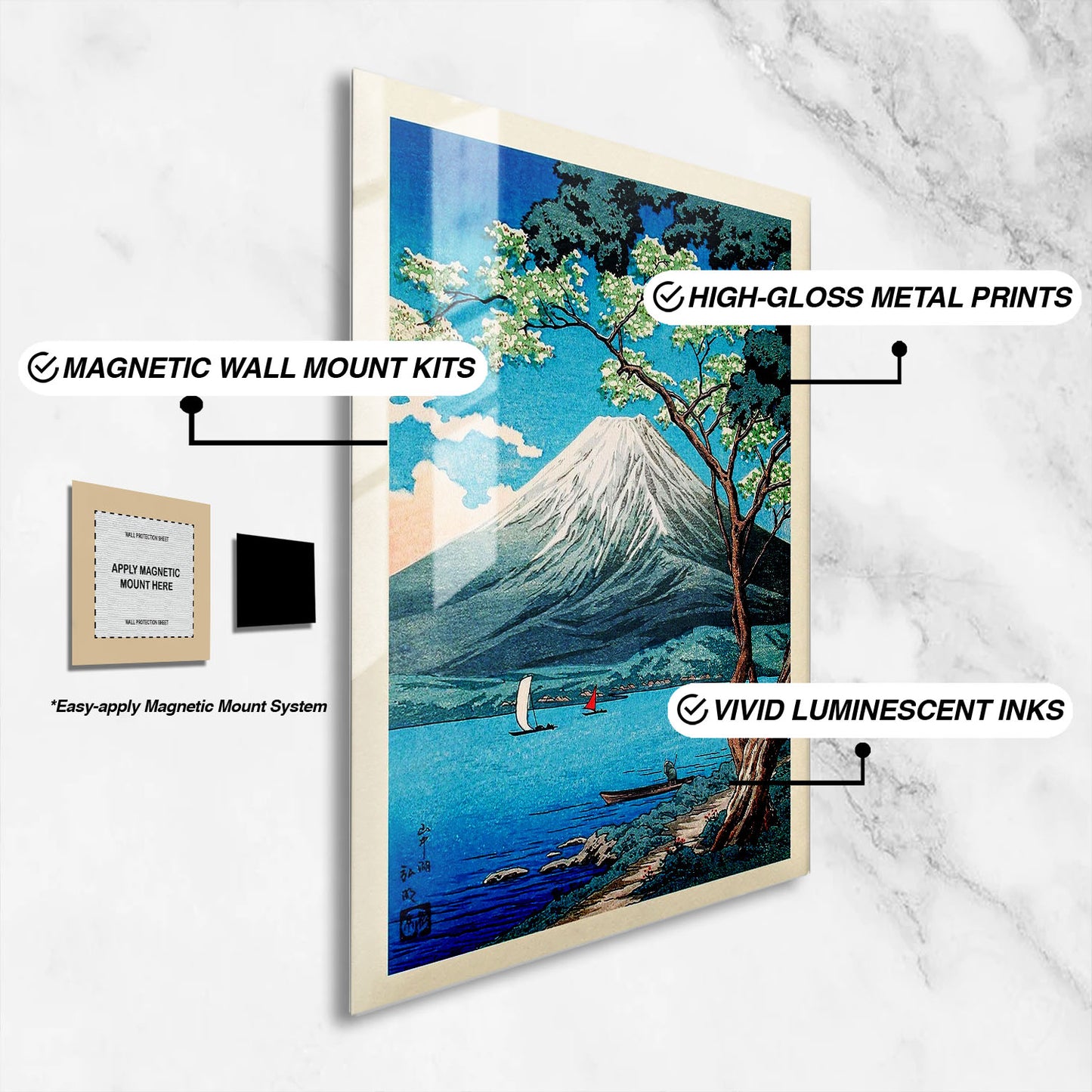 Flex Designs Metal Poster Mount Fuji from Lake Yamanaka by Hiroaki Takahashi 16 x 24" Home Goods - Artist Artwork  Metal Poster