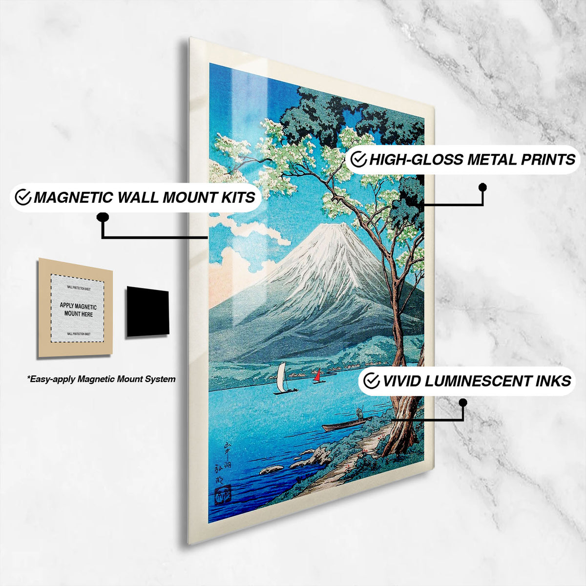 Flex Designs Metal Poster Mount Fuji from Lake Yamanaka by Hiroaki Takahashi 16 x 24" Home Goods - Artist Artwork  Metal Poster