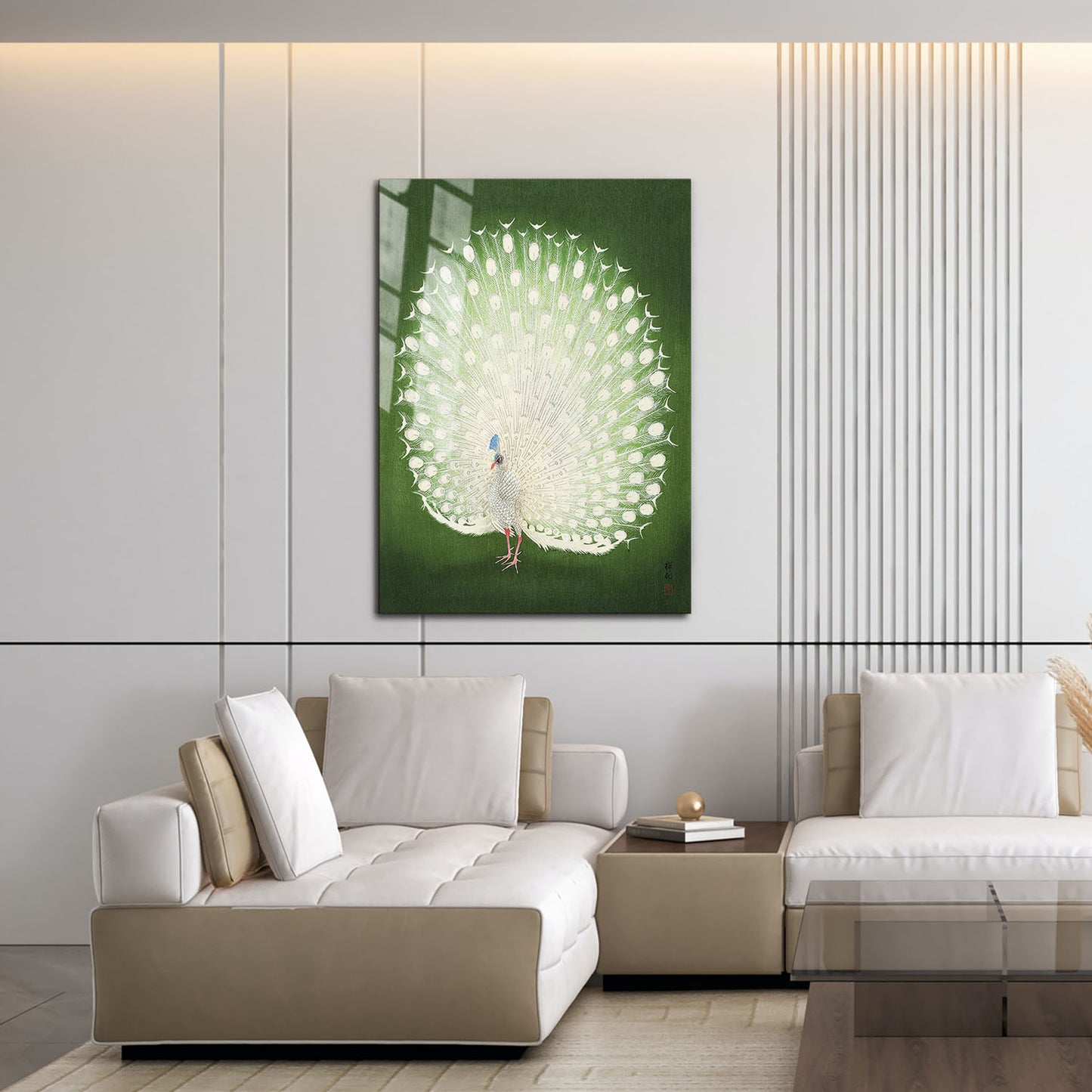 Flex Designs Metal Poster Green Peacock by Ohara Koson 16 x 24" Home Goods - Artist Artwork  Metal Poster