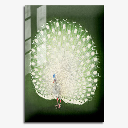 Flex Designs Metal Poster Green Peacock by Ohara Koson 11 x 17" Home Goods - Artist Artwork  Metal Poster