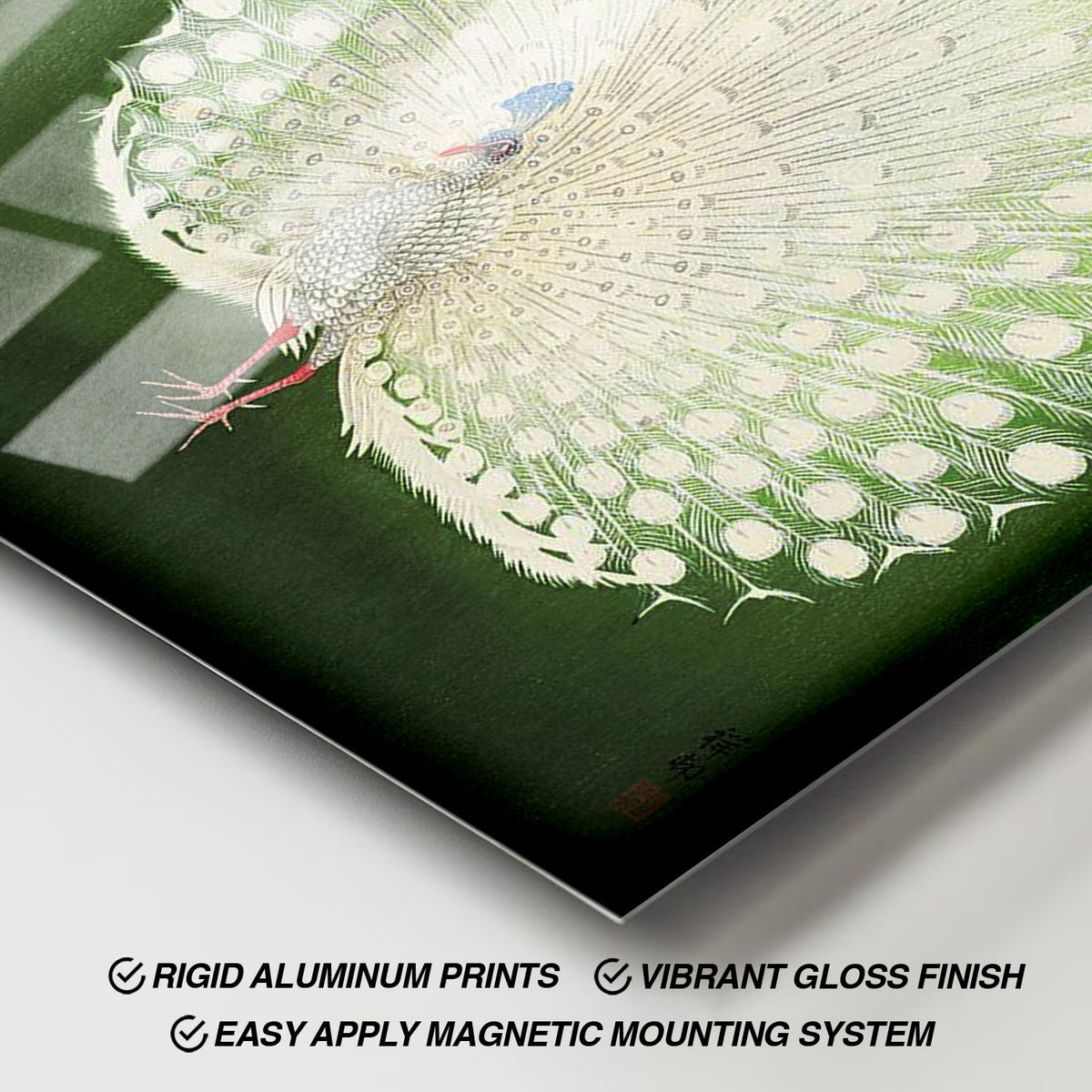 Flex Designs Metal Poster Green Peacock by Ohara Koson 11 x 17" Home Goods - Artist Artwork  Metal Poster
