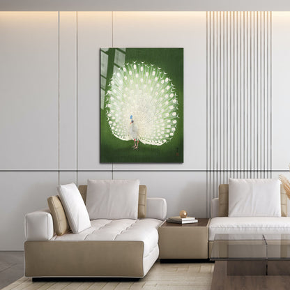 Flex Designs Metal Poster Green Peacock by Ohara Koson 16 x 24" Home Goods - Artist Artwork  Metal Poster