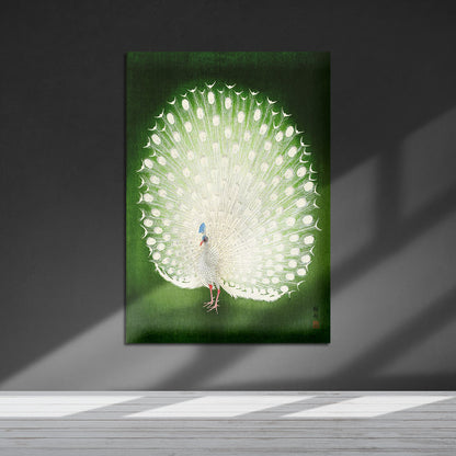Flex Designs Metal Poster Green Peacock by Ohara Koson 5 x 7" Home Goods - Artist Artwork  Metal Poster