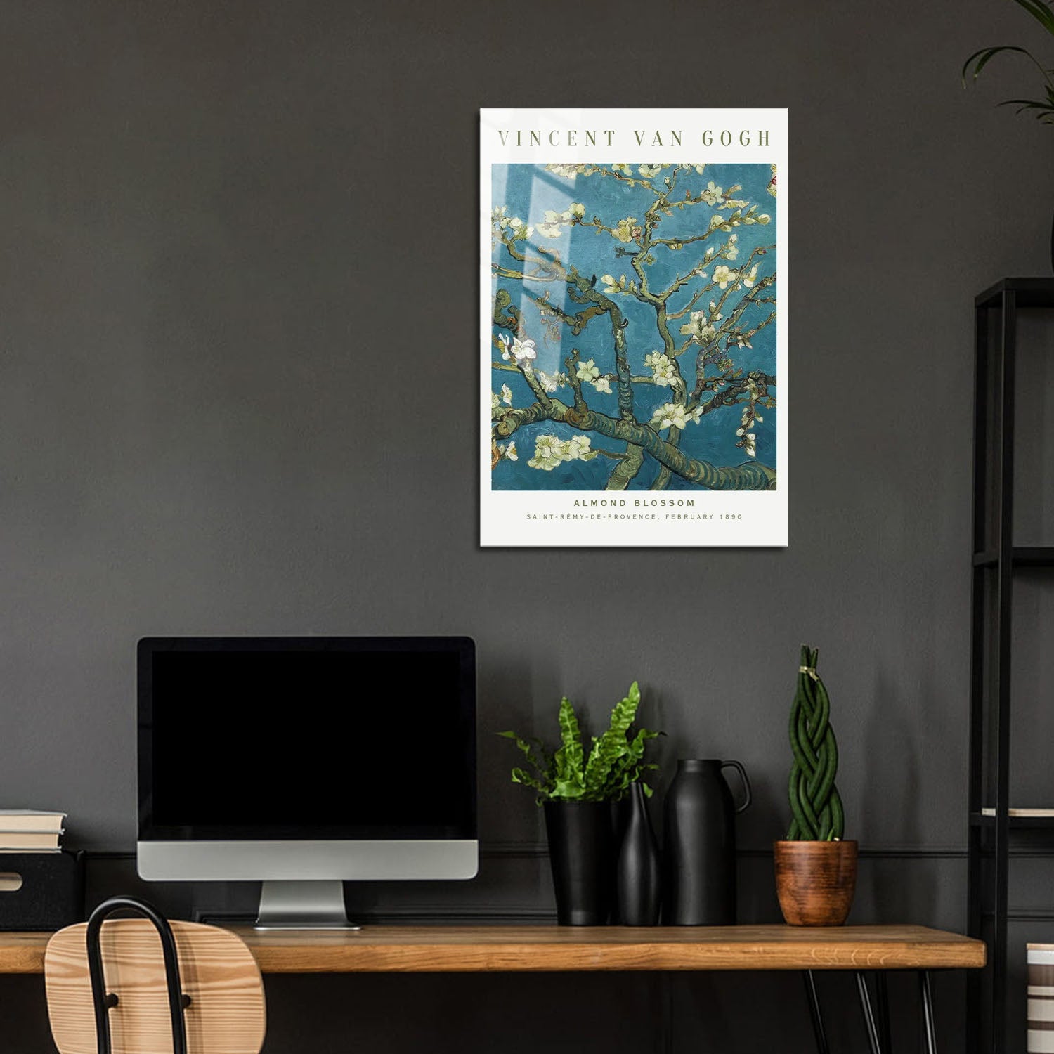 Flex Designs Metal Poster Almond Blossom by Vincent Van Gogh 24 x 36" Home Goods - Artist Artwork  Metal Poster