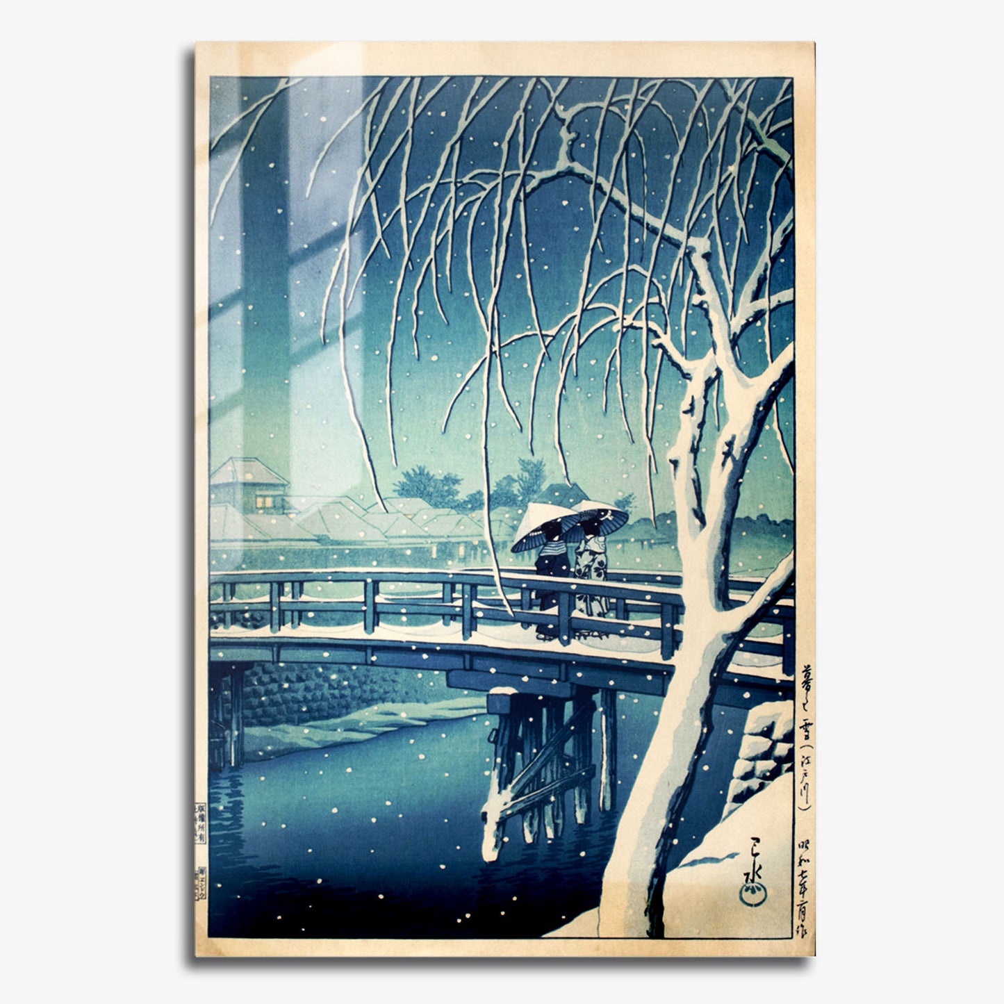 Flex Designs Metal Poster Evening Snow at Edo River by Kawase Hasui 11 x 17" Home Goods - Artist Artwork  Metal Poster