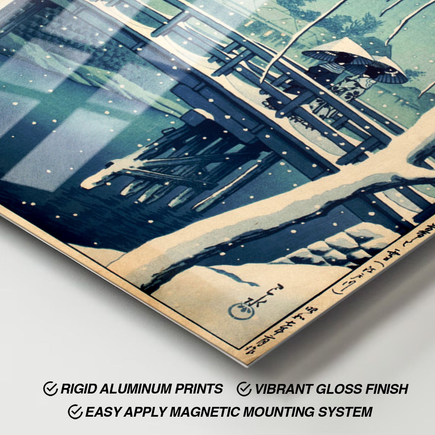 Flex Designs Metal Poster Evening Snow at Edo River by Kawase Hasui 11 x 17" Home Goods - Artist Artwork  Metal Poster