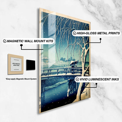 Flex Designs Metal Poster Evening Snow at Edo River by Kawase Hasui 16 x 24" Home Goods - Artist Artwork  Metal Poster