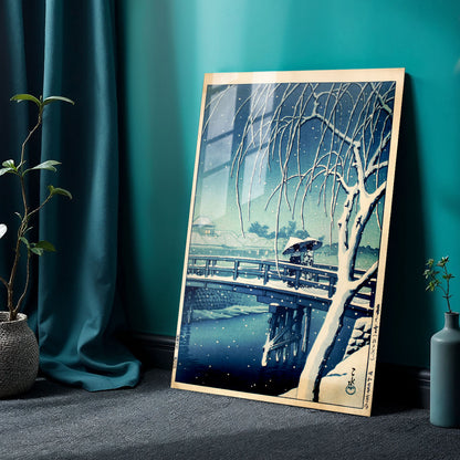 Flex Designs Metal Poster Evening Snow at Edo River by Kawase Hasui 24 x 36" Home Goods - Artist Artwork  Metal Poster