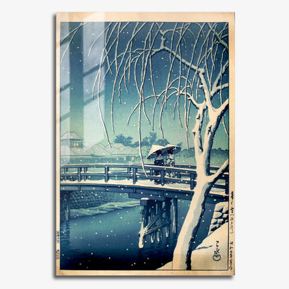 Flex Designs Metal Poster Evening Snow at Edo River by Kawase Hasui 11 x 17" Home Goods - Artist Artwork  Metal Poster