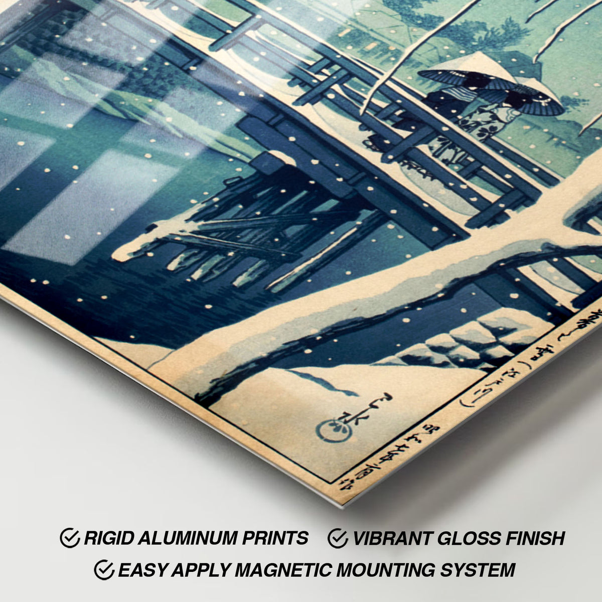 Flex Designs Metal Poster Evening Snow at Edo River by Kawase Hasui 11 x 17" Home Goods - Artist Artwork  Metal Poster