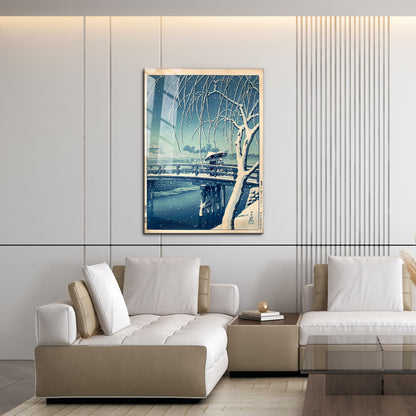 Flex Designs Metal Poster Evening Snow at Edo River by Kawase Hasui 16 x 24" Home Goods - Artist Artwork  Metal Poster