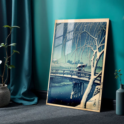 Flex Designs Metal Poster Evening Snow at Edo River by Kawase Hasui 24 x 36" Home Goods - Artist Artwork  Metal Poster