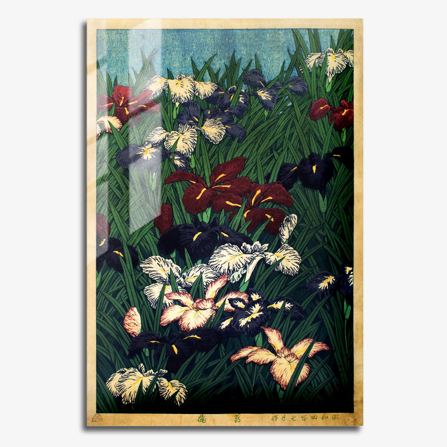 Flex Designs Metal Poster Irises Flowers by Kawase Hasui 11 x 17" Home Goods - Artist Artwork  Metal Poster