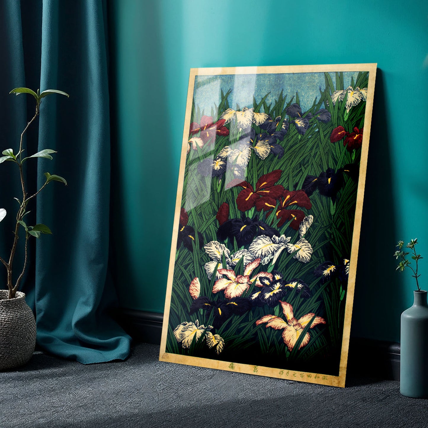Flex Designs Metal Poster Irises Flowers by Kawase Hasui 24 x 36" Home Goods - Artist Artwork  Metal Poster