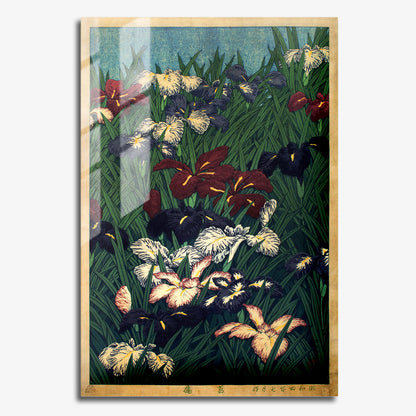 Flex Designs Metal Poster Irises Flowers by Kawase Hasui 11 x 17" Home Goods - Artist Artwork  Metal Poster