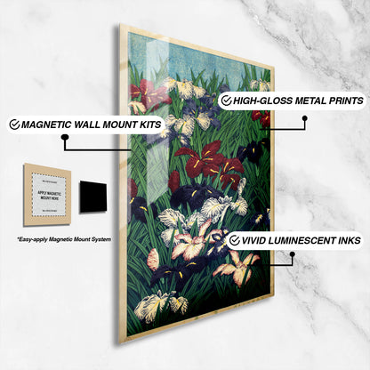 Flex Designs Metal Poster Irises Flowers by Kawase Hasui 16 x 24" Home Goods - Artist Artwork  Metal Poster
