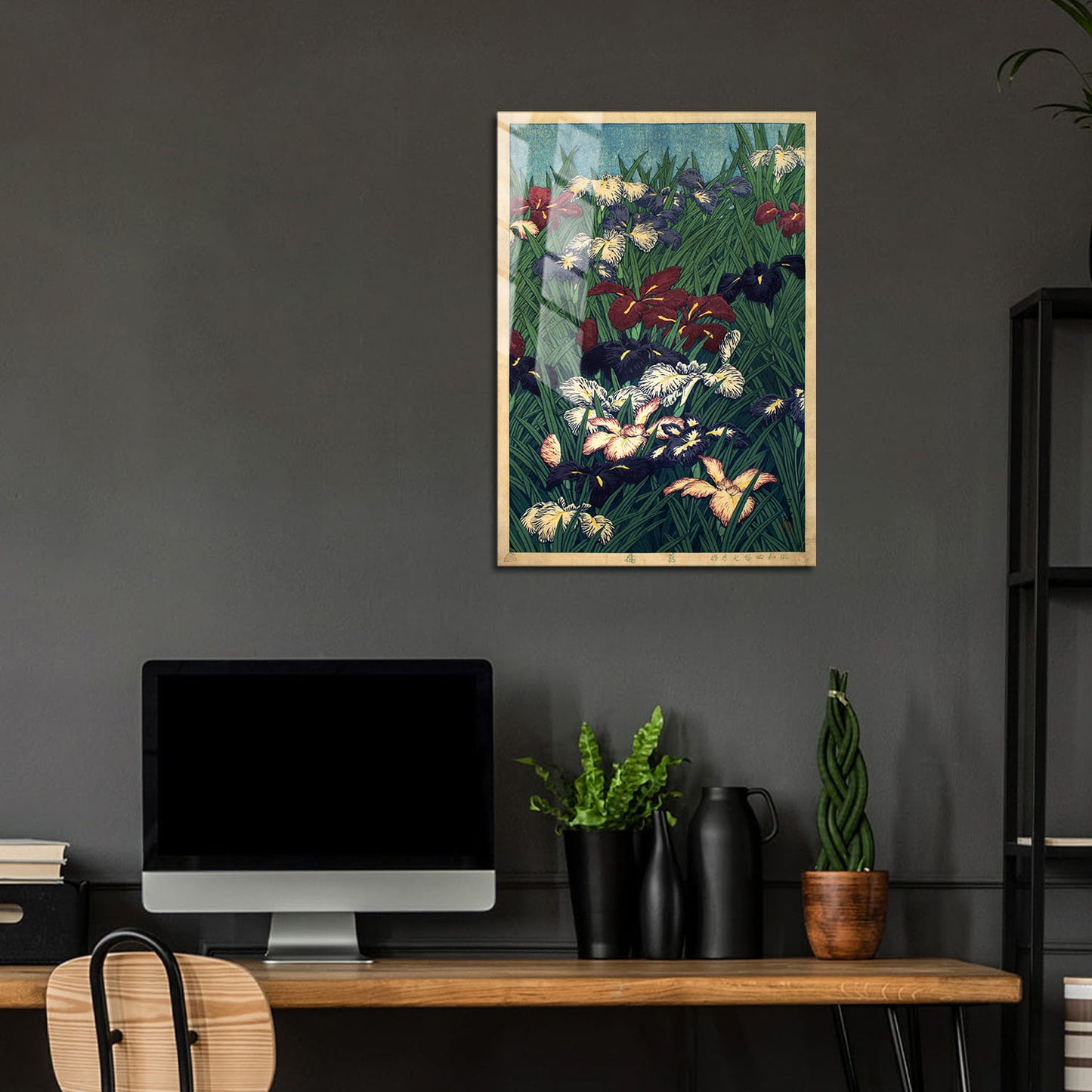 Flex Designs Metal Poster Irises Flowers by Kawase Hasui 24 x 36" Home Goods - Artist Artwork  Metal Poster